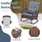 Costway 3 PCS Patio Rocker Set Outdoor Wicker Rocking Chairs with Double-Layer Coffee Table Gray/Navy/Beige/Red